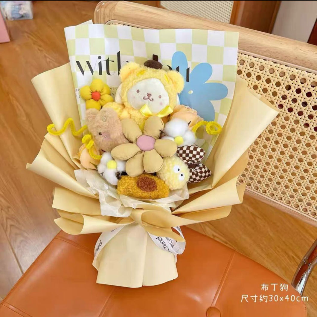 Pompompurin Yellow Checkered Plush Bouquet