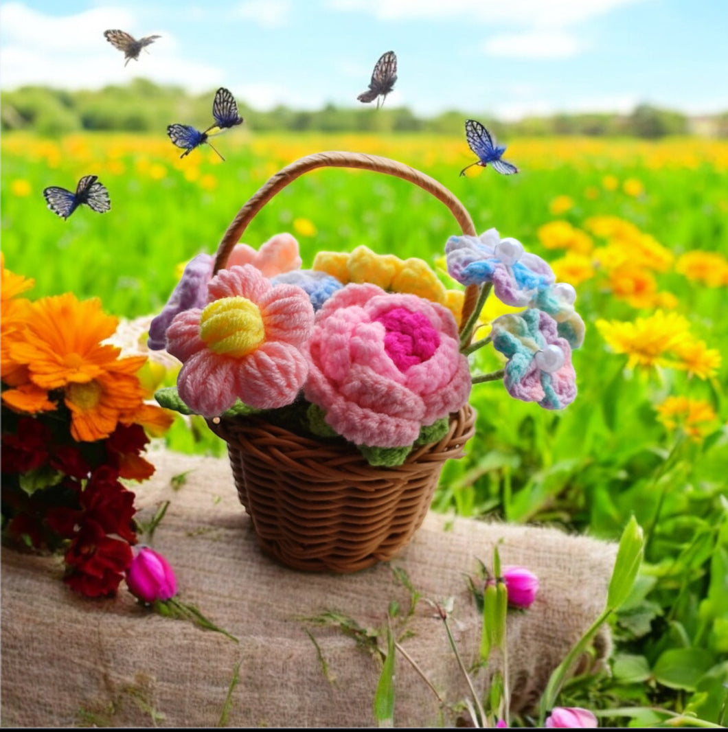 Garden Woven Crochet Basket
