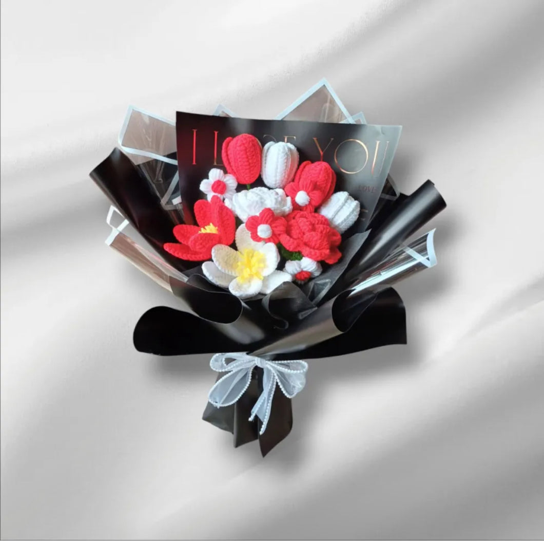 Red Tulip Crochet Bouquet