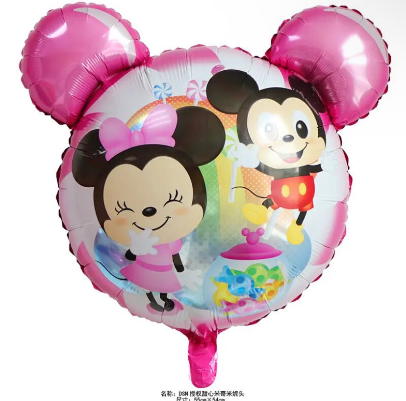 1pc Uninflanted Pink Head Micky and Friend Balloons