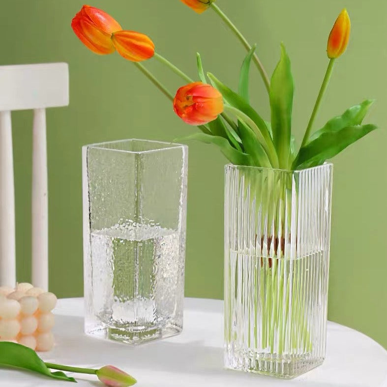 Rectangular Glass Vase (18x8cm) Random Design