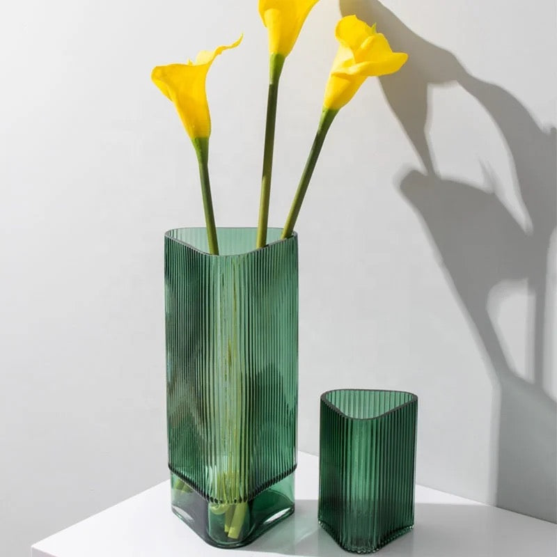 Green Triangle Flower Vase