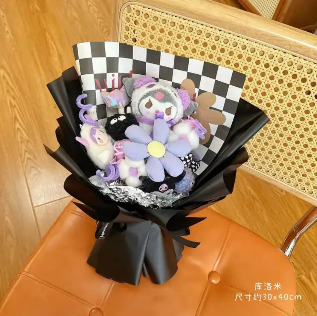 Kuromi Black Checkered Plush Bouquet