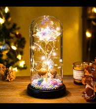 Load image into Gallery viewer, White Enchanted Rose Glass Dome with Couple Kiss
