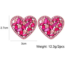 Load image into Gallery viewer, Valentine Pink Silver Heart Earrings
