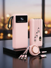 Load image into Gallery viewer, Pink Powerbank Built in Cable 10,000 mah + Data Cable Set
