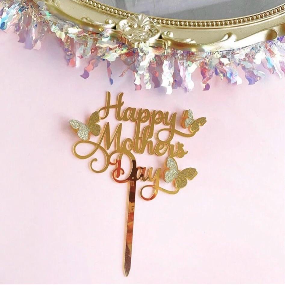 Happy Mother's Day Butterfly Gold Topper