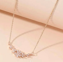 Load image into Gallery viewer, Rose Gold Flower Cubic Zorconia Necklace
