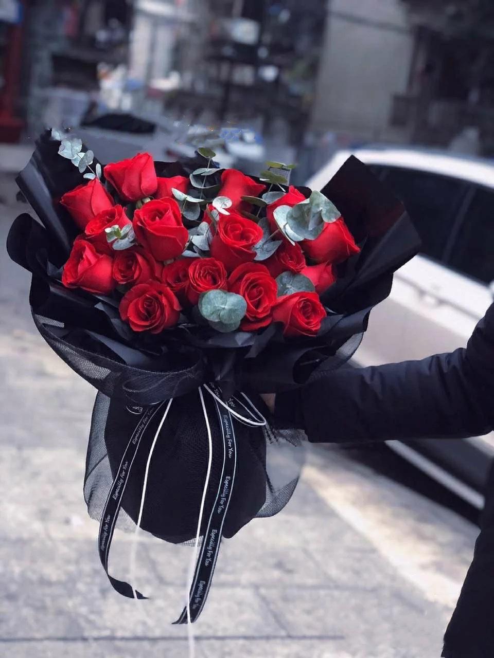Black And Red Rose Flower Red Rose Flower Background. Red Roses On A